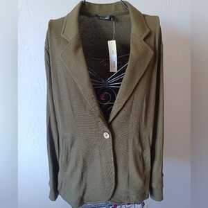 NWT Doe & Rae Olive Ribbed Knit Blazer